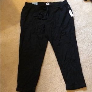 NWT Old Navy Linen Cuffed Capris-Black SzL